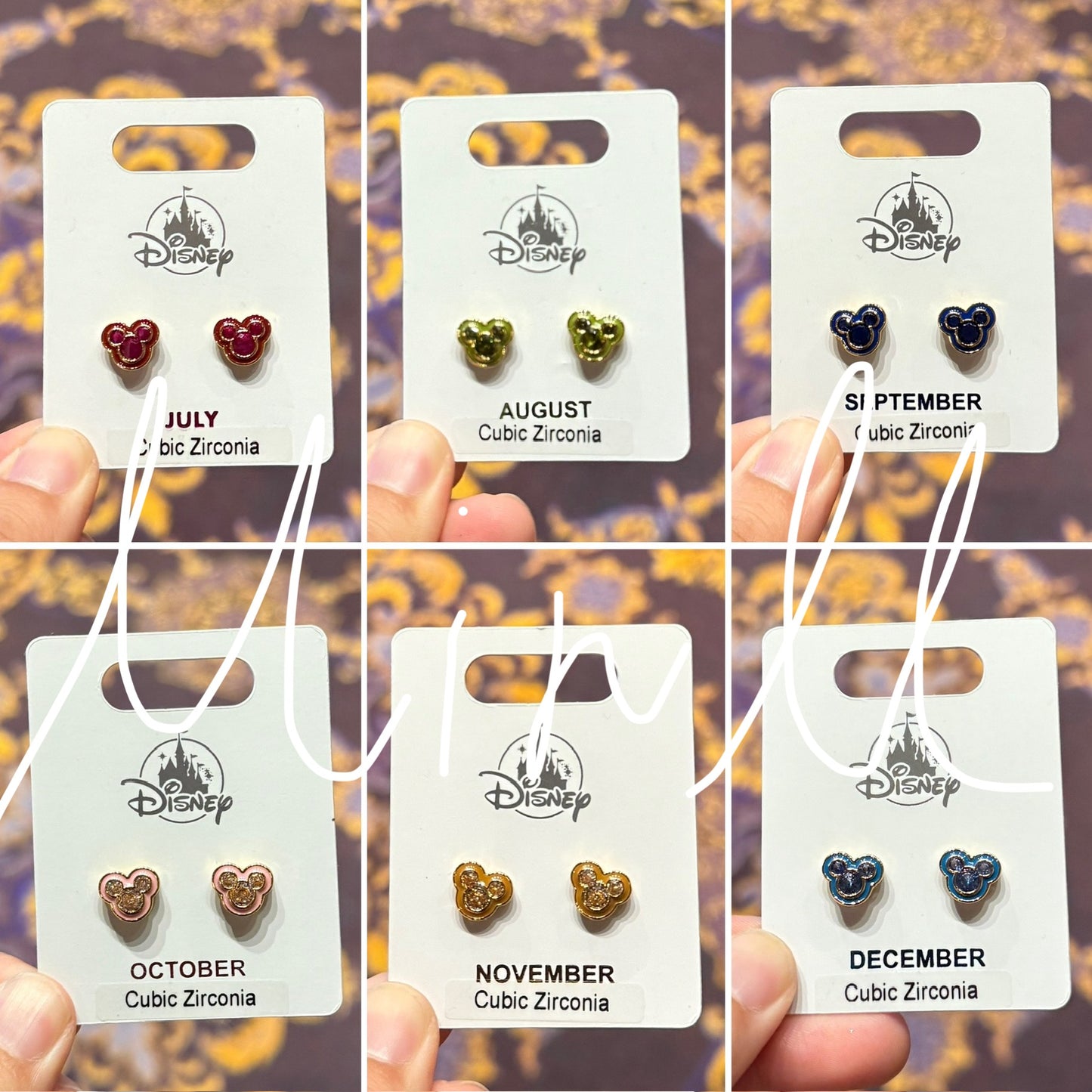 Disney Parks Exclusive Mickey Mouse Icon Birthstone Earrings July to Dec.