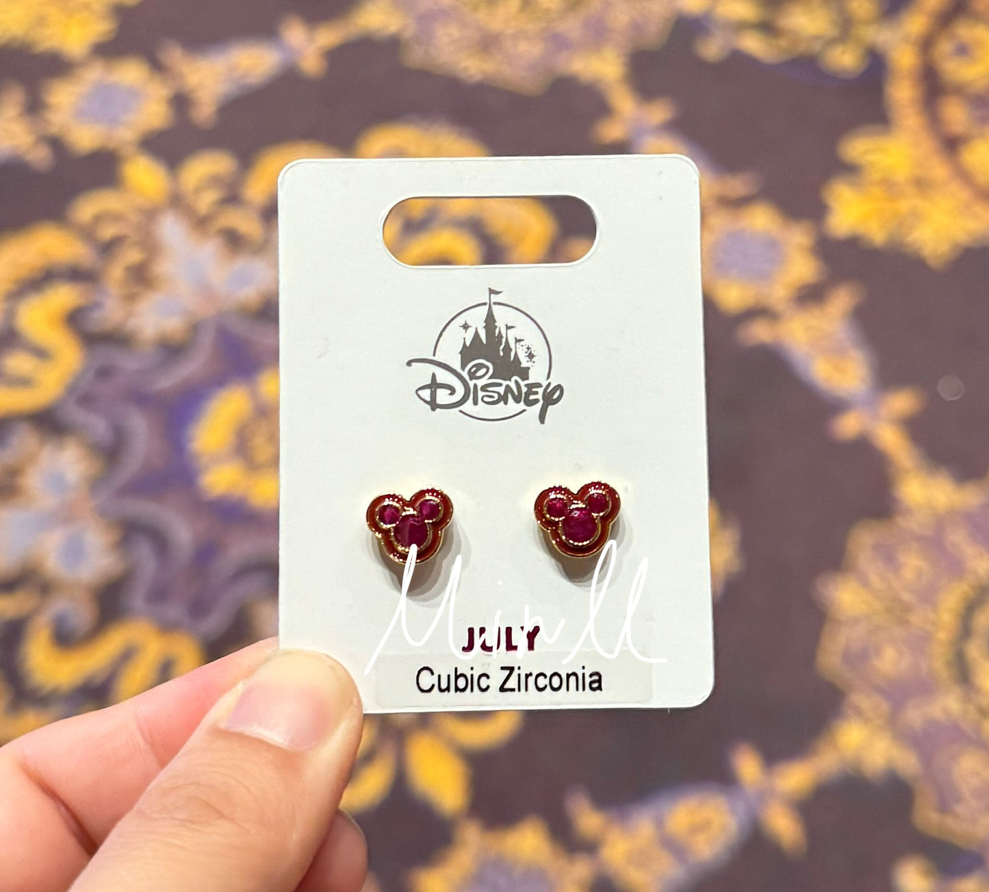 Disney Parks Exclusive Mickey Mouse Icon Birthstone Earrings July to Dec.