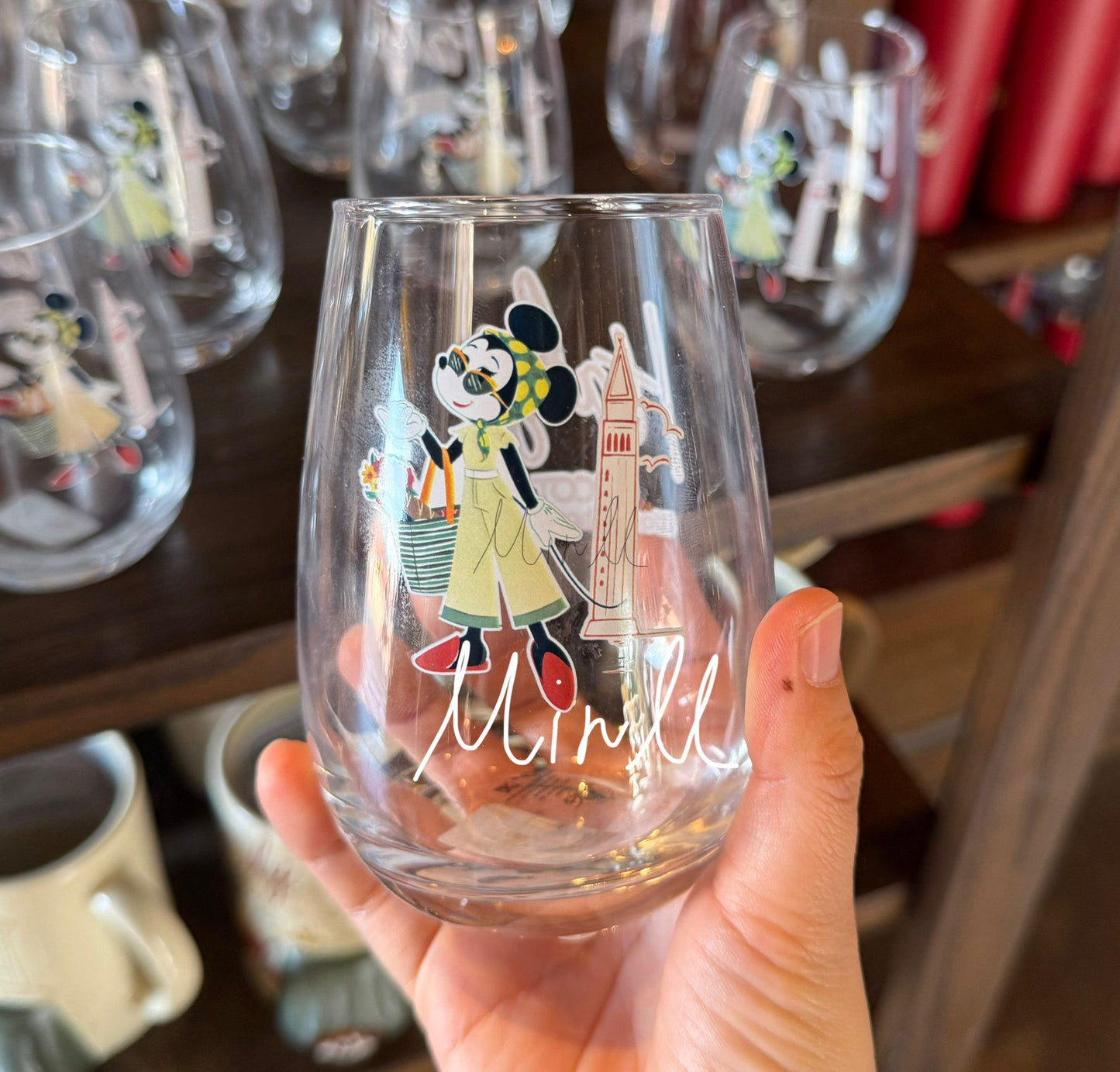 Walt Disney World EPCOT Italy Pavilion Minnie Mouse Glass Cup