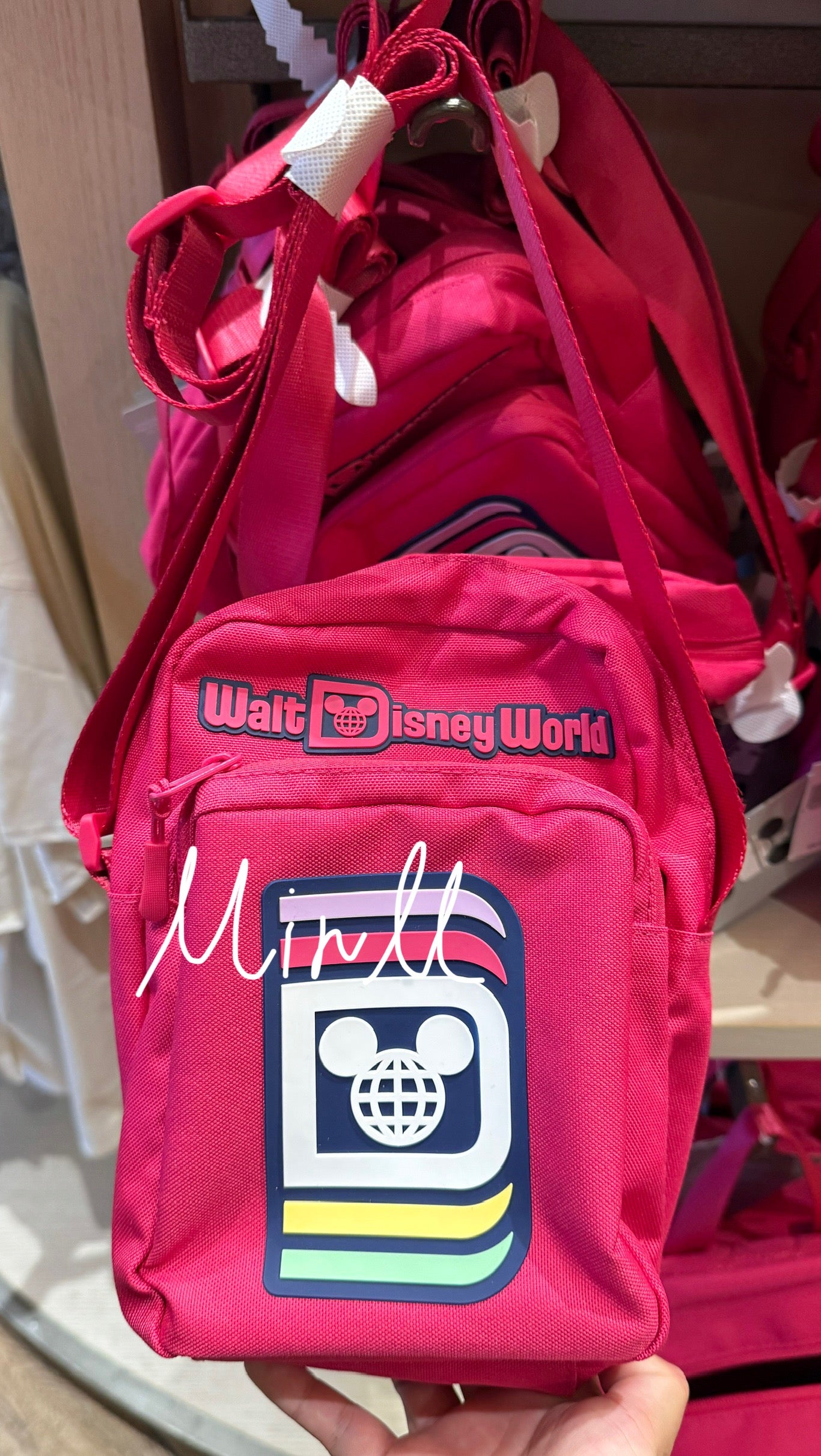 Walt Disney World Logo Pink Ear Holder Crossbody Bag Pink