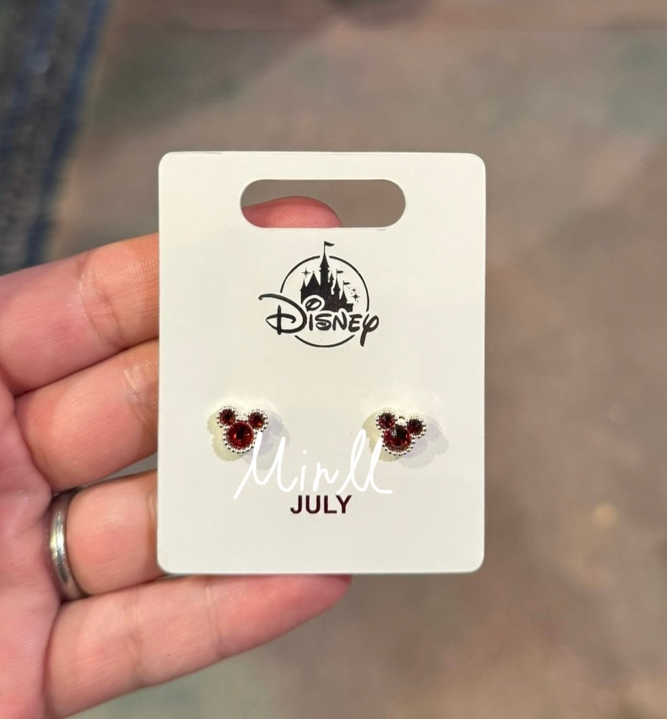 Disney Parks Exclusive Mickey Mouse Icon Birthstone Earrings July to Dec.