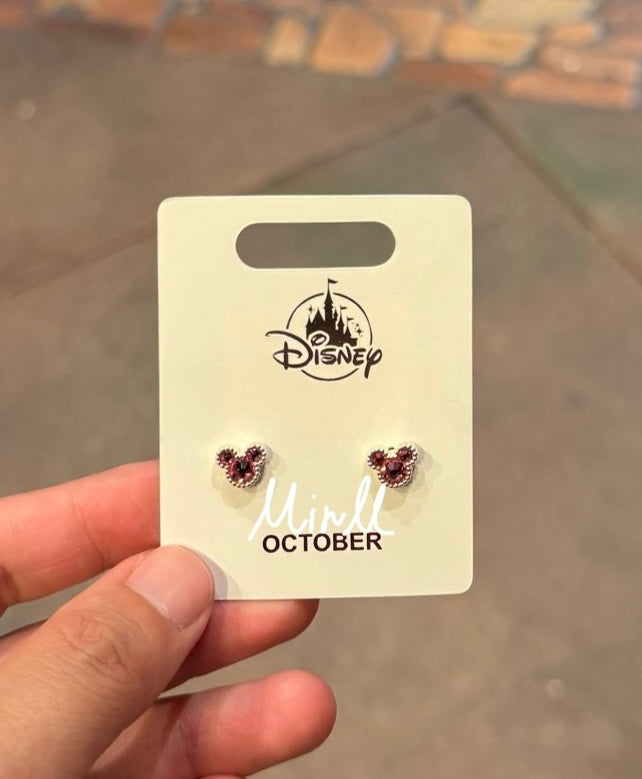 Disney Parks Exclusive Mickey Mouse Icon Birthstone Earrings July to Dec.