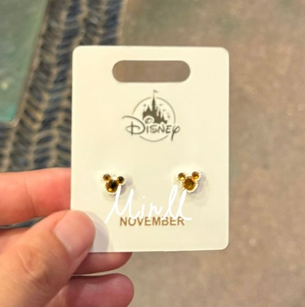 Disney Parks Exclusive Mickey Mouse Icon Birthstone Earrings July to Dec.