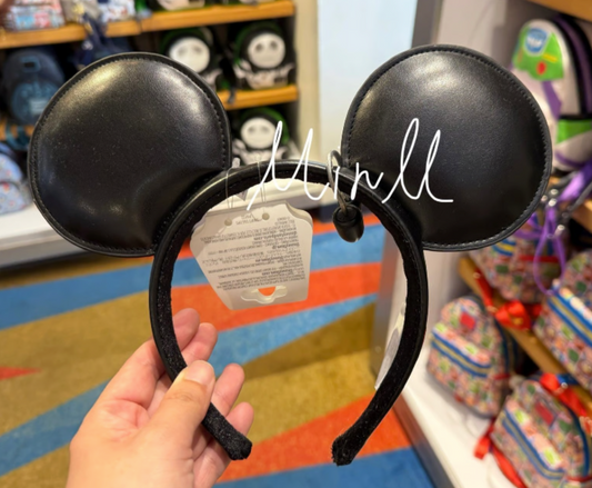 Disney Parks Exclusive Mickey Mouse Faux Leather Ear Headband Black For Adults