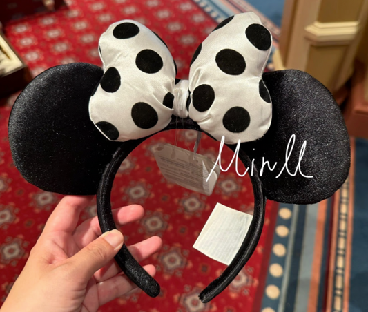 Disney Parks Exclusive Polka Dots Black and White Minnie Mouse Ear Headband For Adults
