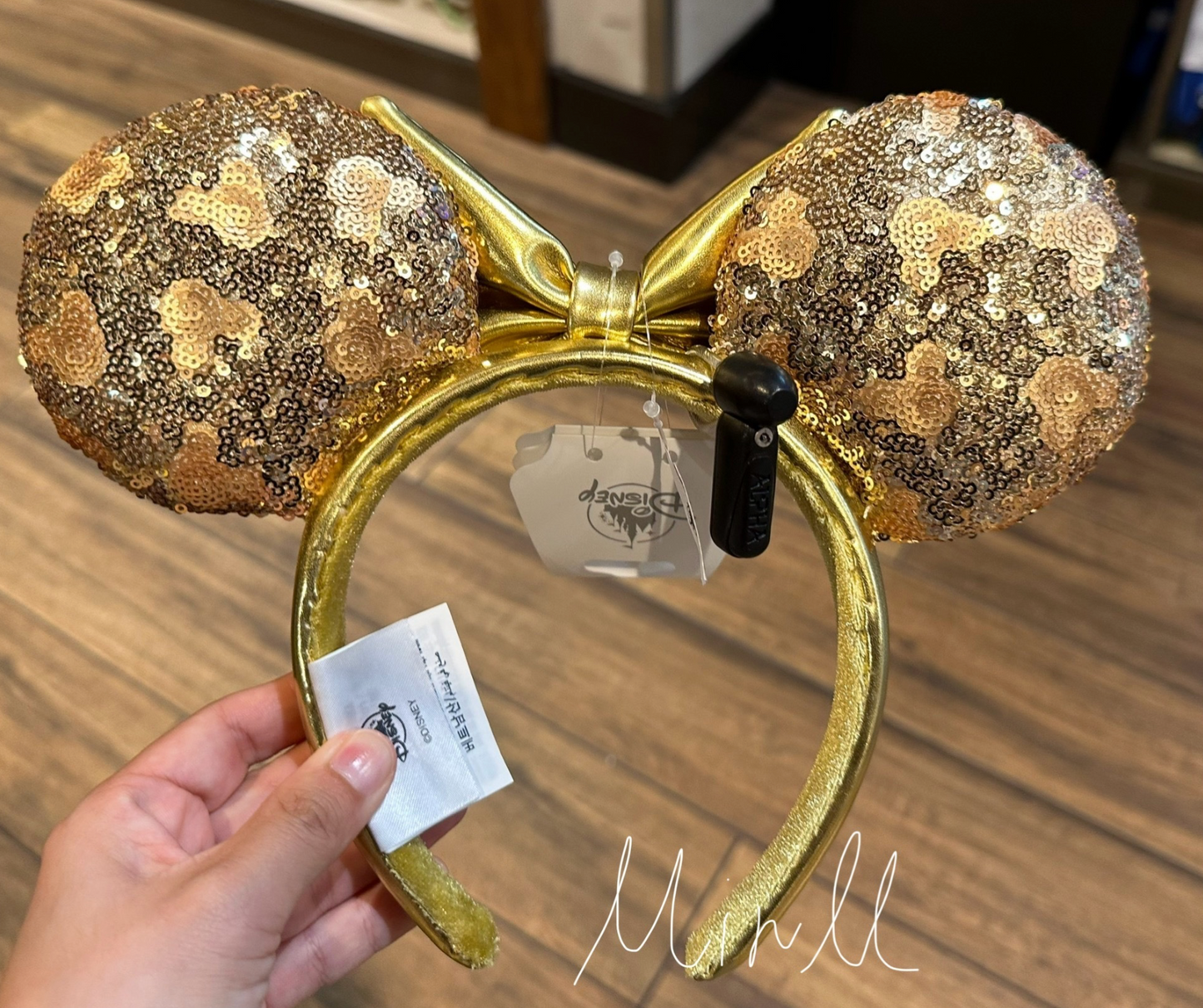 Disney Parks Exclusive Minnie Mouse Yellow Gold Sequin Ear Headband for Adults