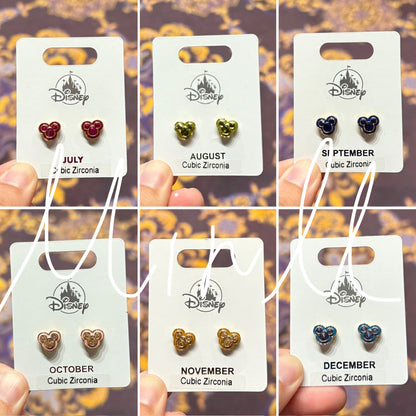 Disney Parks Exclusive Mickey Mouse Icon Birthstone Earrings July to Dec.