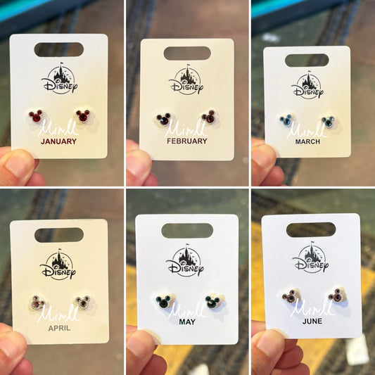 Disney Parks Exclusive Mickey Mouse Icon Birthstone Earrings Jan. to June