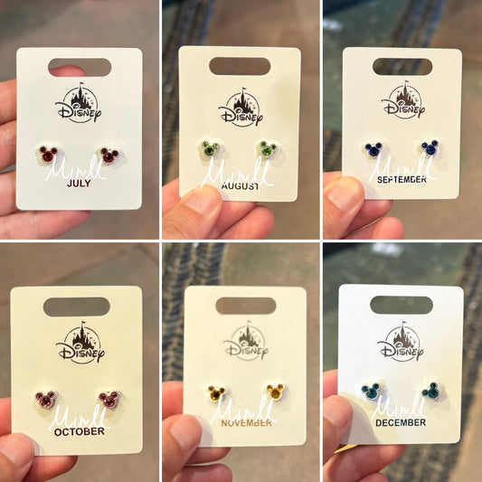 Disney Parks Exclusive Mickey Mouse Icon Birthstone Earrings July to Dec.