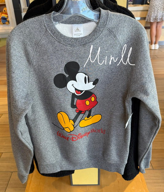 Disney Parks Exclusive Mickey Mouse Sweatshirt For Adults Grey
