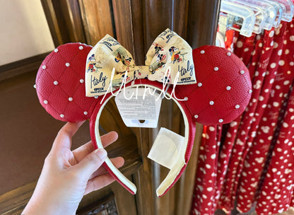 Walt Disney World EPCOT Italy Pavilion Minnie Mouse Quilted Ear Headband For Adults