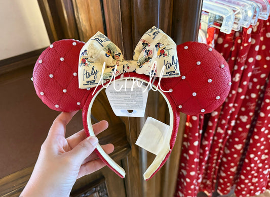 Walt Disney World EPCOT Italy Pavilion Minnie Mouse Quilted Ear Headband For Adults