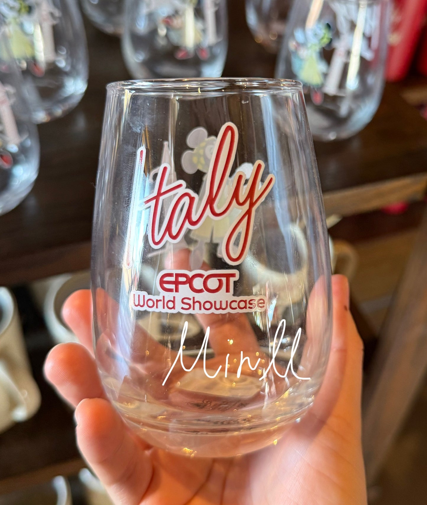 Walt Disney World EPCOT Italy Pavilion Minnie Mouse Glass Cup