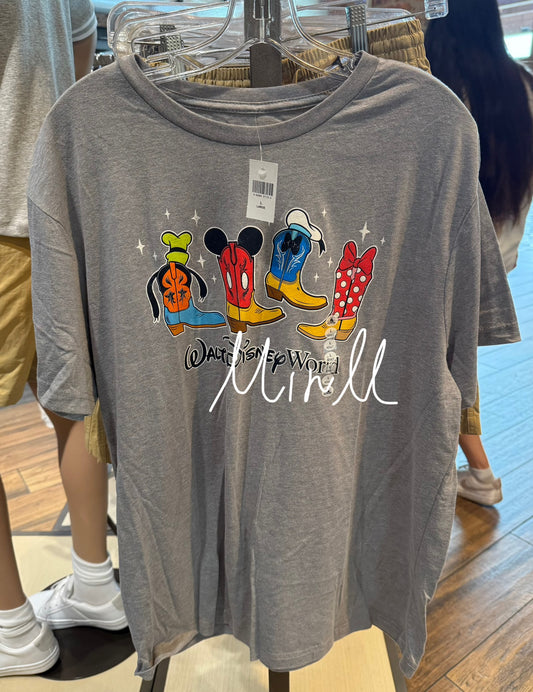 Disney Parks Exclusive Mickey＆Friends Cowboy Boots T-shirt For Adults Walt Disney World