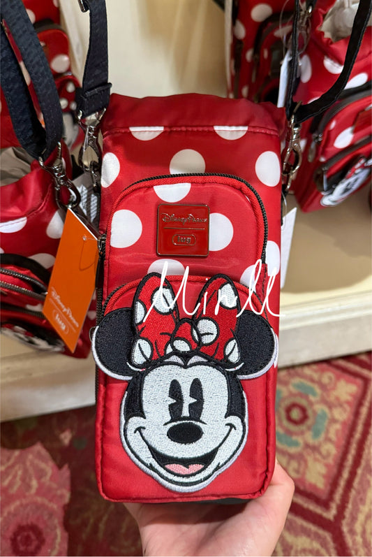 【Lug】Disney Parks Minnie Mouse Polka Dots Bottle Holder Crossbody Bag