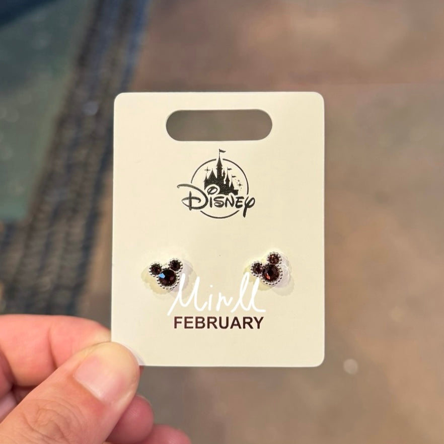 Disney Parks Exclusive Mickey Mouse Icon Birthstone Earrings Jan. to June