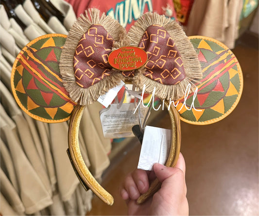 Disney Parks Exclusive WDW Animal Kingdom Lodge Minnie Mouse Ear Headband for Adults Loungefly