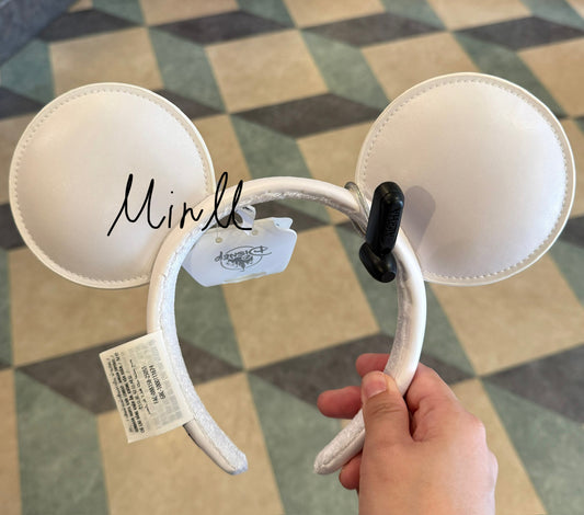 Disney Parks Exclusive Mickey Mouse Faux Leather Ear Headband White For Adults